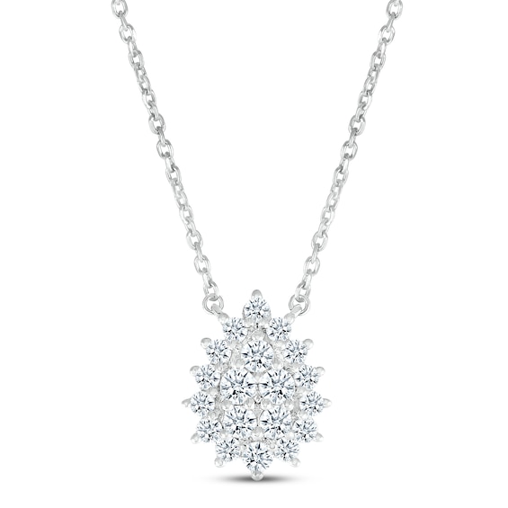 Diamond Teardrop Necklace 1/2 ct tw Round-cut 14K White Gold 18"