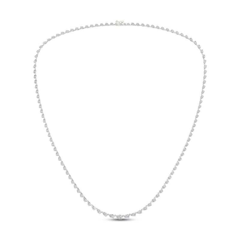 Diamond Riviera Necklace 7 ct tw Pear-Shaped 14K White Gold 18"