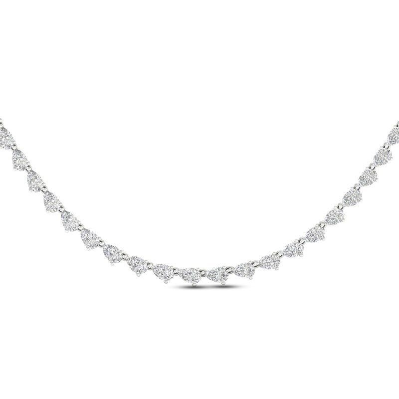 Diamond Riviera Necklace 10 ct tw Pear-Shaped 14K White Gold 18"
