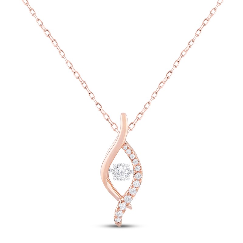 Main Image 1 of Unstoppable Love Diamond Swirl Necklace 1/4 ct tw 10K Rose Gold 18&quot;