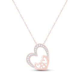 Diamond Heart "Mom" Necklace 1/10 ct tw Round-cut 10K Rose Gold 18"