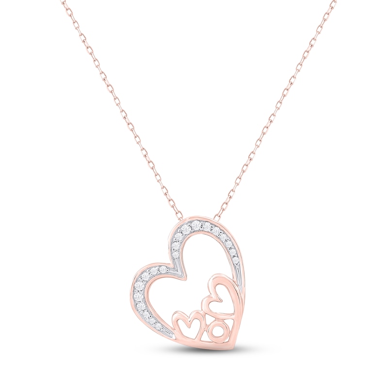 Main Image 1 of Diamond Heart &quot;Mom&quot; Necklace 1/10 ct tw Round-cut 10K Rose Gold 18&quot;