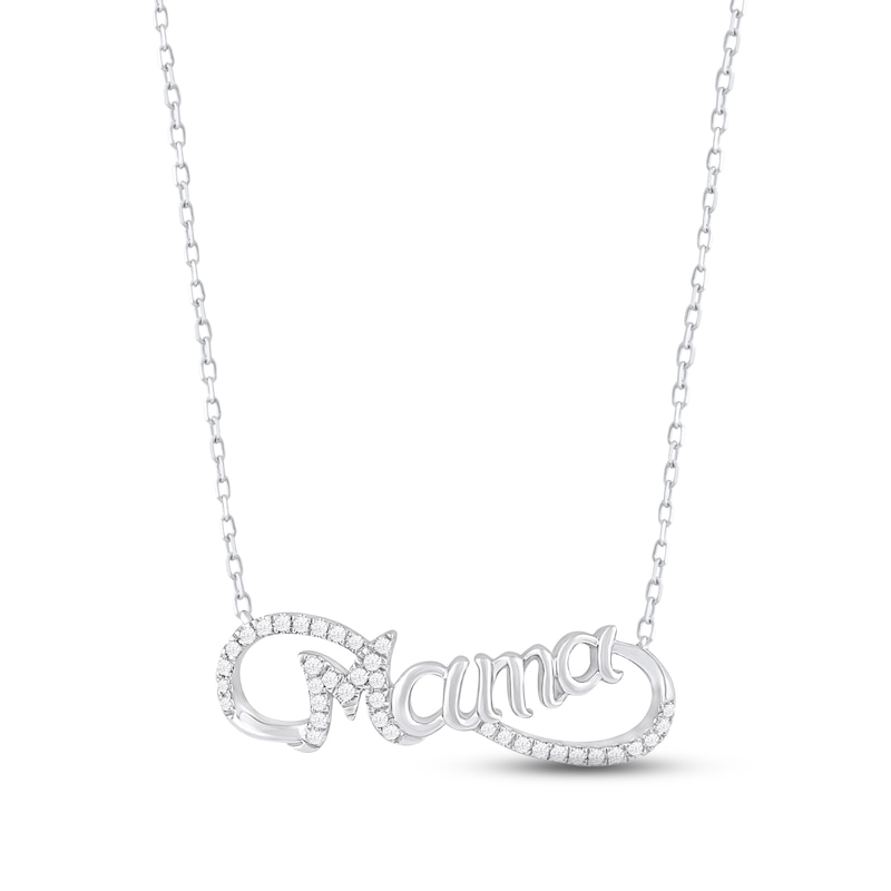 Diamond "Mama" Infinity Necklace 1/6 ct tw Round-cut Sterling Silver 18"