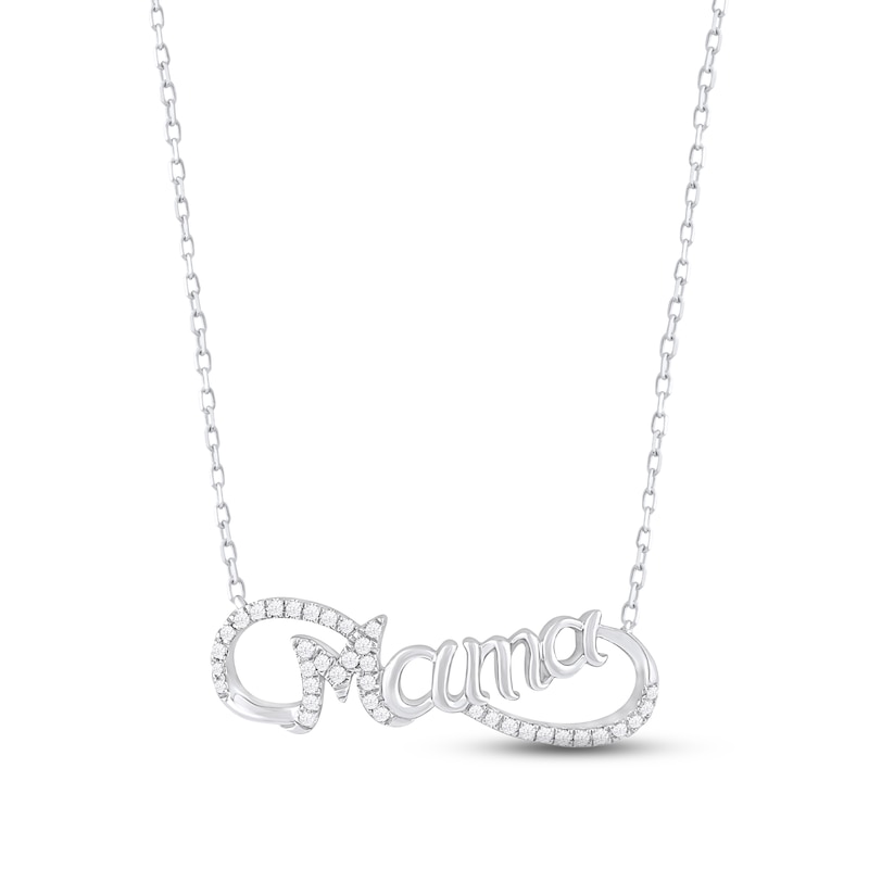Main Image 1 of Diamond &quot;Mama&quot; Infinity Necklace 1/6 ct tw Round-cut Sterling Silver 18&quot;