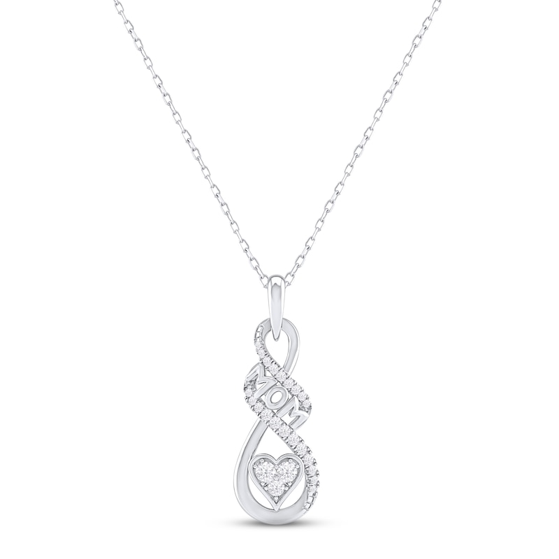 Diamond Infinity "Mom" Necklace 1/4 ct tw Round-cut Sterling Silver 18"