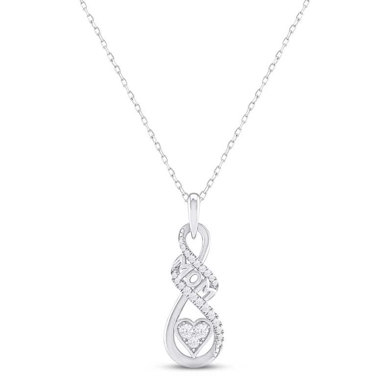 Main Image 1 of Diamond Infinity &quot;Mom&quot; Necklace 1/4 ct tw Round-cut Sterling Silver 18&quot;