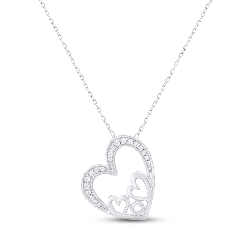 Main Image 1 of Diamond Heart &quot;Mom&quot; Necklace 1/10 ct tw Round-cut Sterling Silver 18&quot;