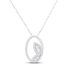Thumbnail Image 0 of Diamond Butterfly Oval Necklace 1/4 ct tw Round & Baguette-cut 10K White Gold 18"