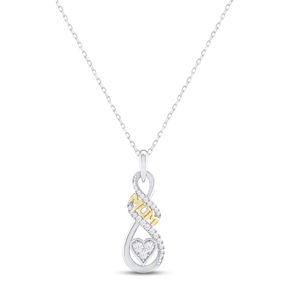 Diamond infinity "Mom" Necklace 1/4 ct tw Round-cut 10K Two-Tone Gold 18"