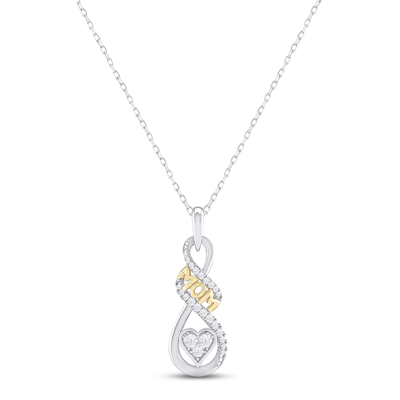 Diamond infinity "Mom" Necklace 1/4 ct tw Round-cut 10K Two-Tone Gold 18"