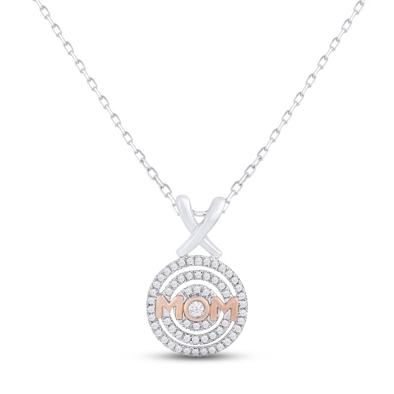Main Image 1 of Diamond &quot;XO Mom&quot; Necklace 1/4 ct tw 10K Two-Tone Gold 18&quot;
