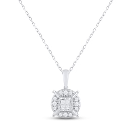 Diamond "Mom" Necklace 1/4 ct tw Princess & Round-cut 10K Two-Tone Gold 18"