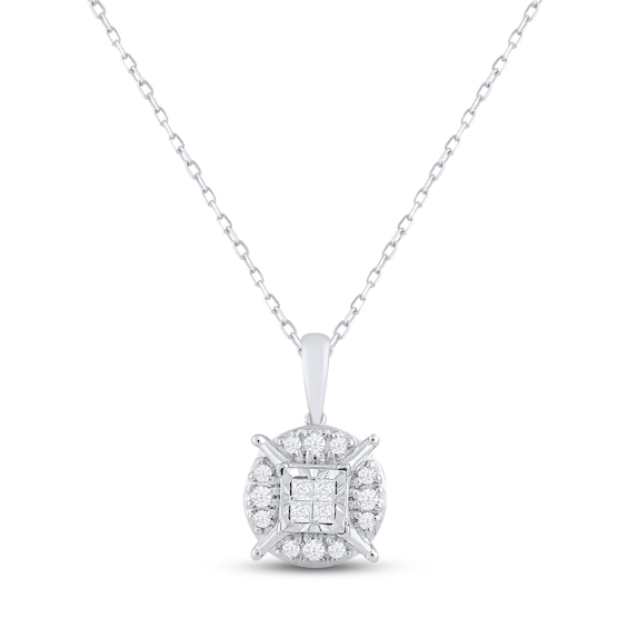 Diamond "Mom" Necklace 1/4 ct tw Princess & Round-cut 10K Two-Tone Gold 18"