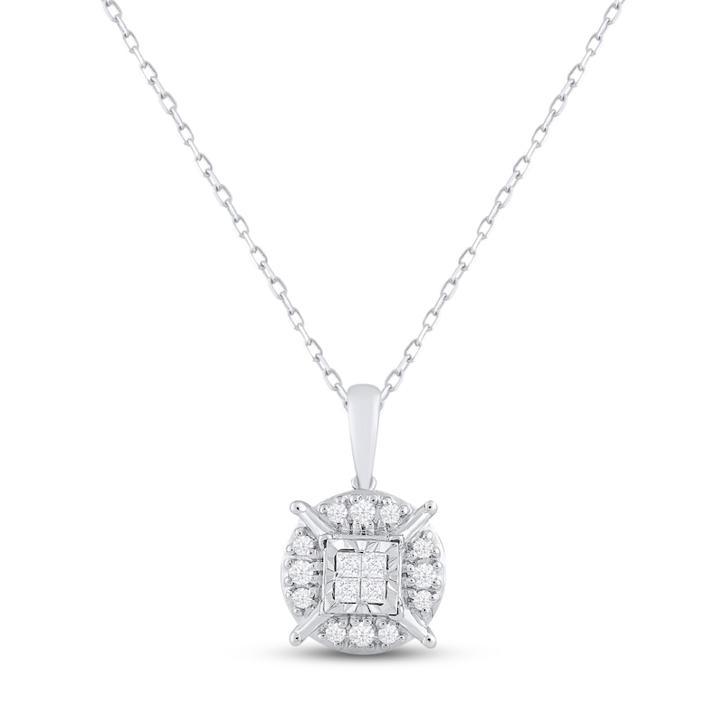 Main Image 1 of Diamond &quot;Mom&quot; Necklace 1/4 ct tw Princess & Round-cut 10K Two-Tone Gold 18&quot;