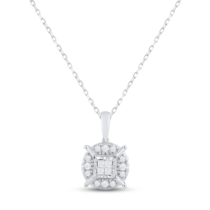 Diamond "Mom" Necklace 1/4 ct tw Princess & Round-cut 10K Two-Tone Gold 18"