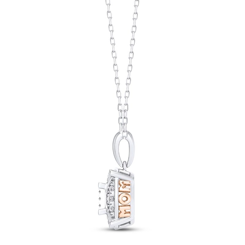 Main Image 2 of Diamond &quot;Mom&quot; Necklace 1/4 ct tw Princess & Round-cut 10K Two-Tone Gold 18&quot;