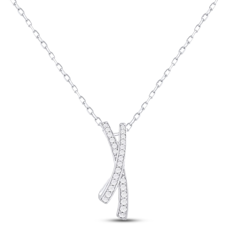 Diamond "Mom" X Necklace 1/4 ct tw Round-cut 10K Two-Tone Gold 18"