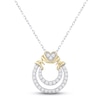 Diamond "Mom" Heart Circle Necklace 1/4 ct tw Round-cut 10K Two-Tone Gold 18"