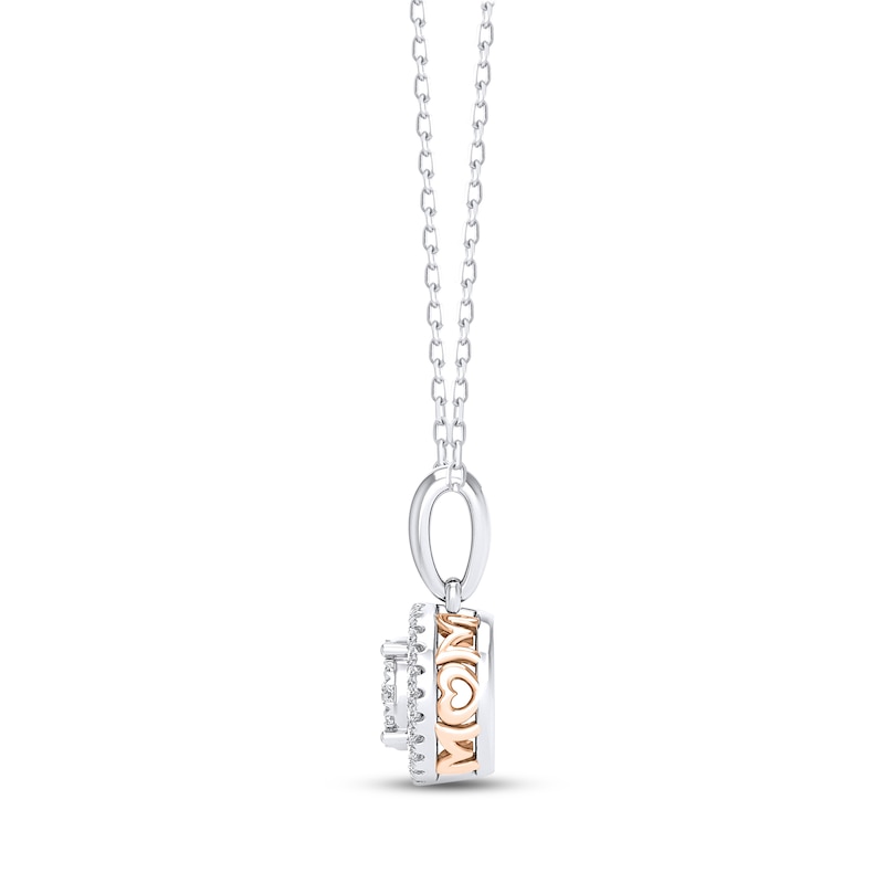 Main Image 2 of Diamond &quot;Mom&quot; Boxed Set 1/2 ct tw Round-cut Sterling Silver & 10K Rose Gold 18&quot;