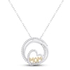 Thumbnail Image 1 of Diamond &quot;Mom&quot; Heart Circle Necklace 1/6 ct tw Round-cut Sterling Silver & 10K Yellow Gold 18&quot;