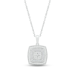 Multi-Diamond Cushion Necklace 1/15 ct tw Round-cut Sterling Silver 18"