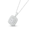 Multi-Diamond Cushion Necklace 1/15 ct tw Round-cut Sterling Silver 18"