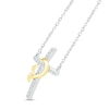 Thumbnail Image 2 of Diamond Cross Necklace 1/15 ct tw Round-cut Sterling Silver & 10K Yellow Gold 18&quot;