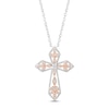 Thumbnail Image 1 of Diamond Cross Necklace 1/8 ct tw Round-cut Sterling Silver & 10K Rose Gold 18&quot;