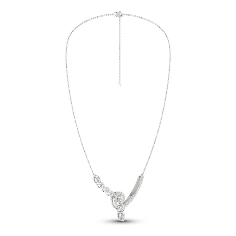 Diamond Swirl Necklace 1 ct tw Pear & Round-cut 14K White Gold