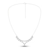 Diamond Double Row V Necklace 2 ct tw Pear & Round-cut 14K White Gold