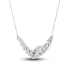 Thumbnail Image 2 of Diamond Double Row Curve Necklace 2-1/4 ct tw Marquise, Pear & Round-cut 14K White Gold 18&quot;