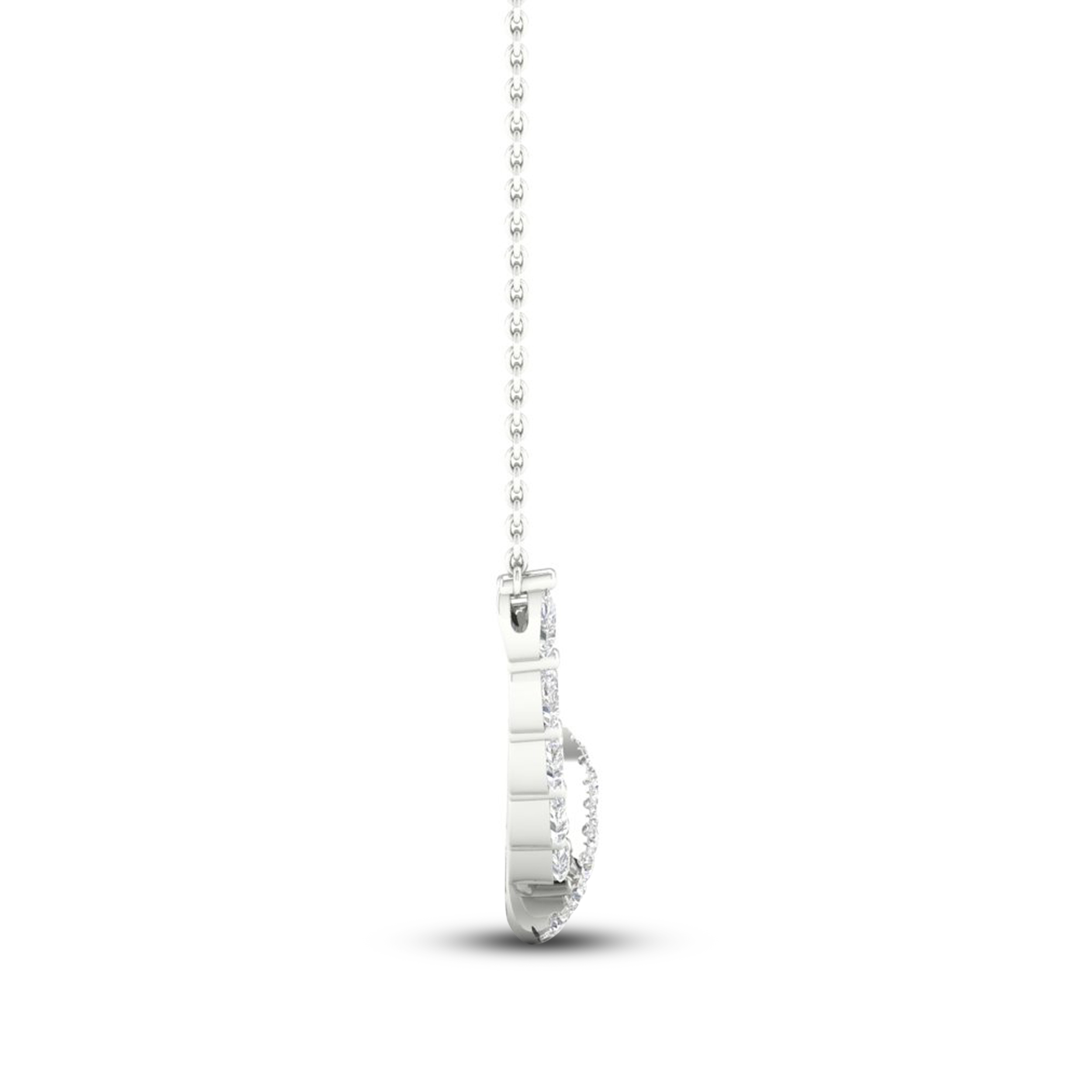 Thumbnail Image 3 of Diamond Double Row Curve Necklace 2-1/4 ct tw Marquise, Pear & Round-cut 14K White Gold 18&quot;