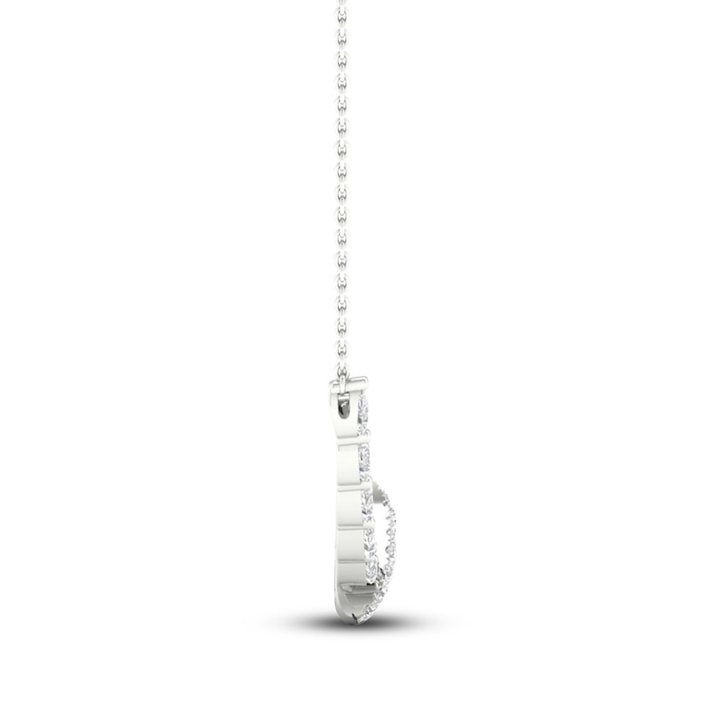 Main Image 3 of Diamond Double Row Curve Necklace 2-1/4 ct tw Marquise, Pear & Round-cut 14K White Gold 18&quot;
