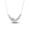 Thumbnail Image 4 of Diamond Double Row Curve Necklace 2-1/4 ct tw Marquise, Pear & Round-cut 14K White Gold 18&quot;