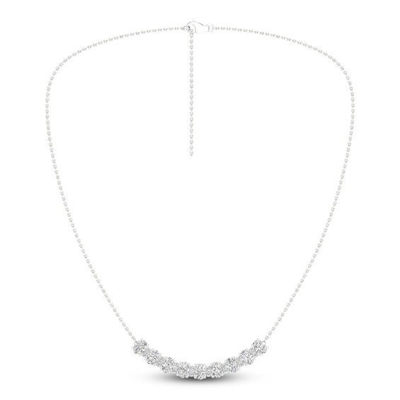 Diamond Smile Necklace 2 ct tw Oval & Round-cut 14K White Gold 18"
