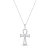 Thumbnail Image 1 of Diamond Ankh Necklace 1/5 ct tw Round-cut 10K White Gold 18&quot;