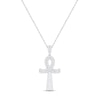 Thumbnail Image 1 of Diamond Ankh Necklace 1/3 ct tw Round & Baguette-cut 10K White Gold 18&quot;