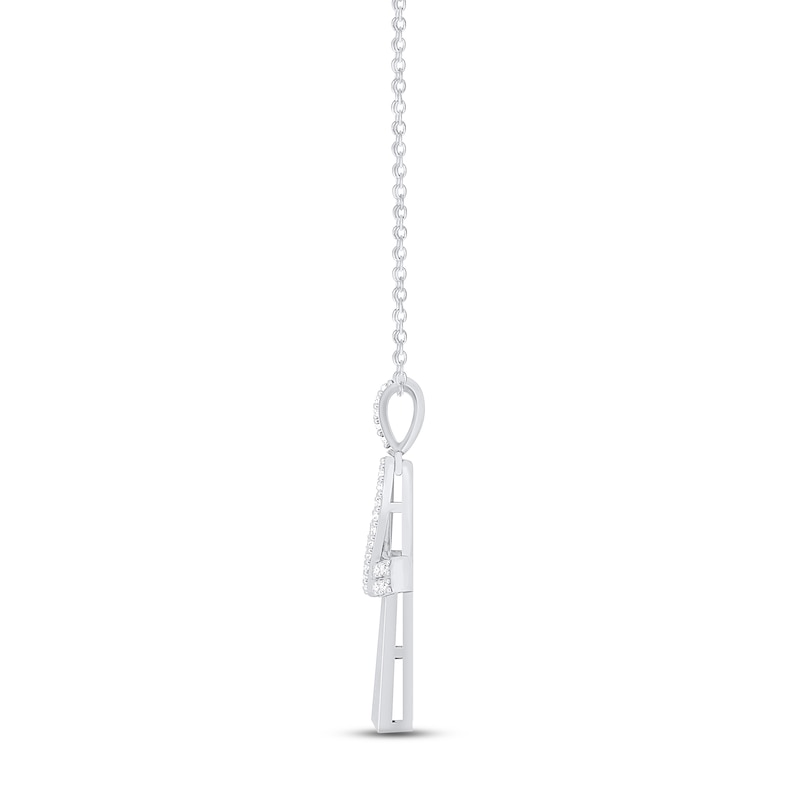 Main Image 2 of Diamond Ankh Necklace 1/3 ct tw Round & Baguette-cut 10K White Gold 18&quot;