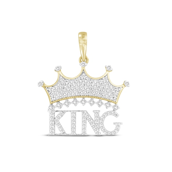Kay Men's Diamond "King" Crown Charm 1/3 ct tw Round-cut 10K Yellow Gold