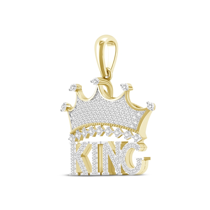 Main Image 2 of Men's Diamond &quot;King&quot; Crown Charm 1/3 ct tw Round-cut 10K Yellow Gold