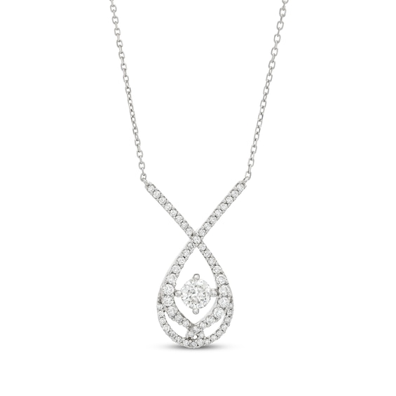 Kay Love Entwined Diamond Necklace 1 ct tw Round-cut 10K White Gold 18"