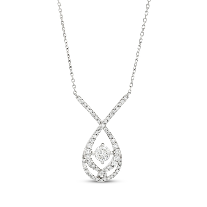 Love Entwined Diamond Necklace 1 ct tw Round-cut 10K White Gold 18"