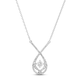 Love Entwined Diamond Necklace 1/4 ct tw Round-cut 10K White