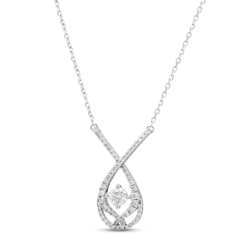 Love Entwined Diamond Necklace 1/4 ct tw Round-cut 10K White Gold 18"