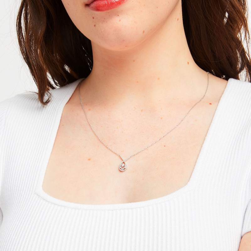Main Image 4 of Love Entwined Diamond Necklace 1/4 ct tw Round-cut 10K White Gold 18&quot;
