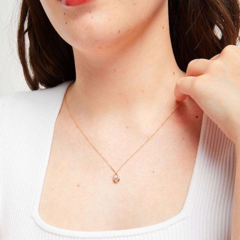 Main Image 3 of Love Entwined Diamond Necklace 1/5 ct tw Round-cut 10K Yellow Gold 18&quot;