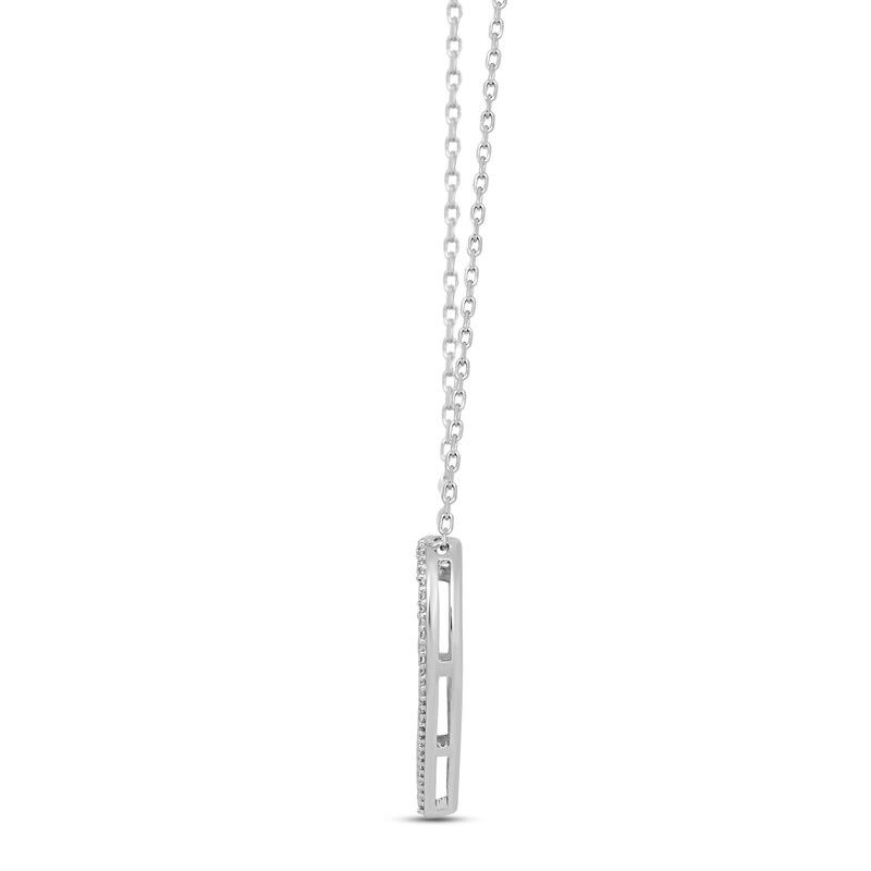Main Image 2 of Diamond Cobblestone Heart Necklace 1/2 ct tw Baguette & Round-cut 10K White Gold 18&quot;