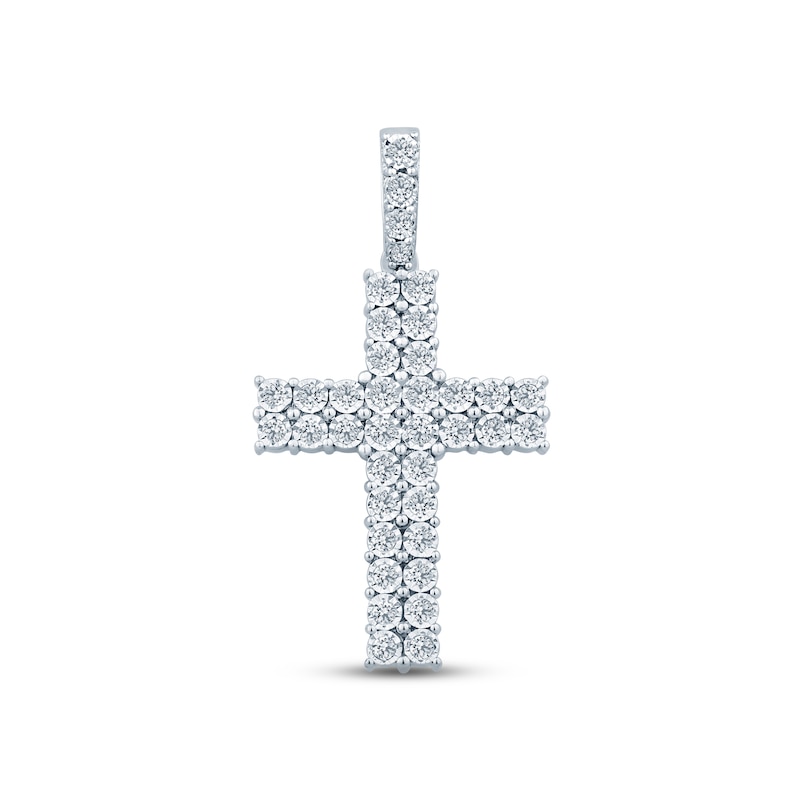 Men's Diamond Cross Charm 1 ct tw Round-cut 10K White Gold