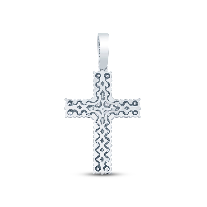 Men's Diamond Cross Charm 1 ct tw Round-cut 10K White Gold