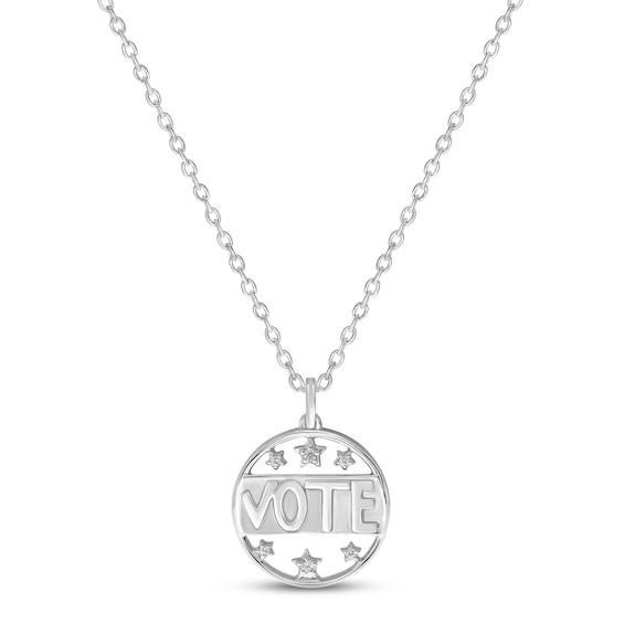 Diamond "Vote" Star Necklace 1/20 ct tw Round-cut Sterling Silver 18"